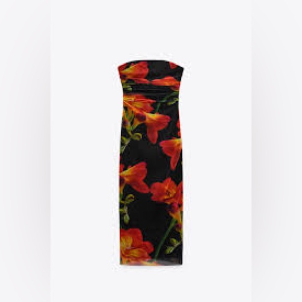 Zara strapless printed dress - Picture 4 of 4